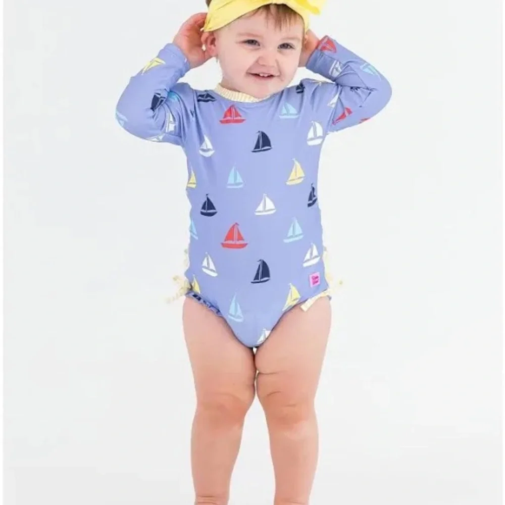 NWT Ruffle Butts Long Sleeve Rash Guard 3-6M - Picture 3 of 6